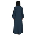 Loose Fit abaya with fashionable buttons on front panel - Teal Loose Fit abaya with fashionable buttons on front panel - Teal